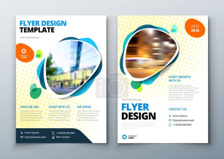 Illustration for Flyer template layout design. Business flyer, brochure, magazine or flier mockup in bright colors. Vector - Royalty Free Image