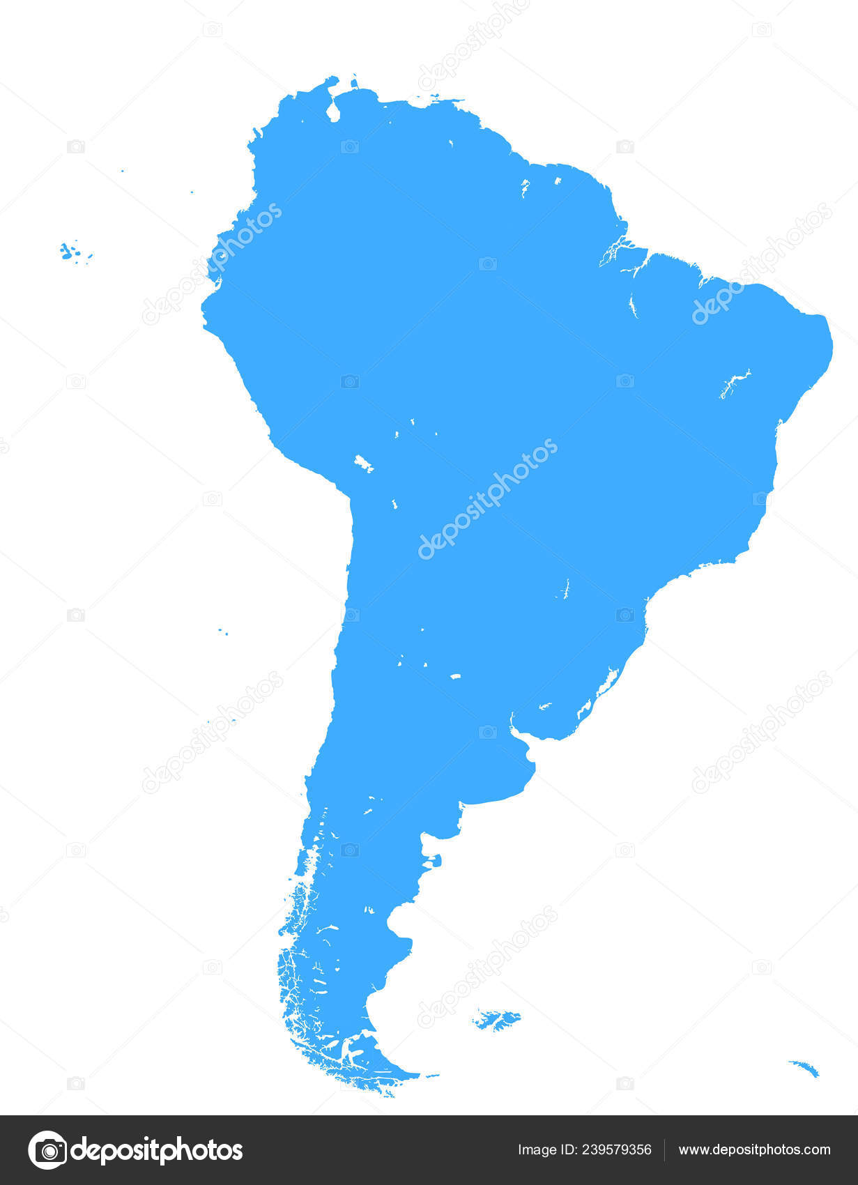 Blue South America Map Stock Vector by ©Fourleaflovers 239579356