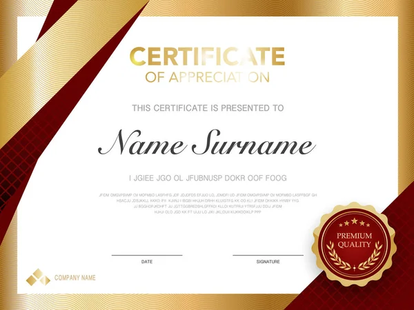 Diploma Certificate Template Red Gold Color Luxury Modern Style Vector ...