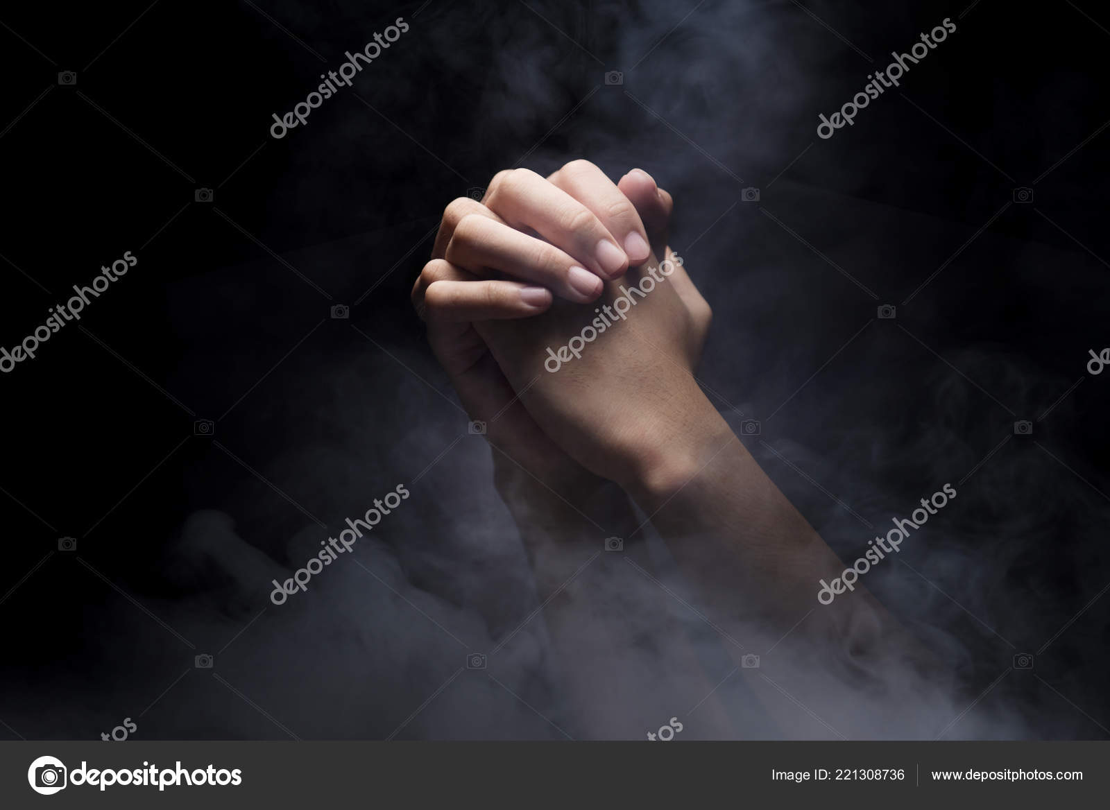 Praying Hands Dark Background Christian Pray Stock Photo by ©leolintang  221308736