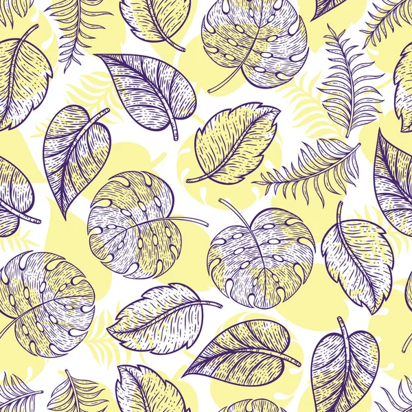 Beautiful Leaf Line Art Seamless Pattern