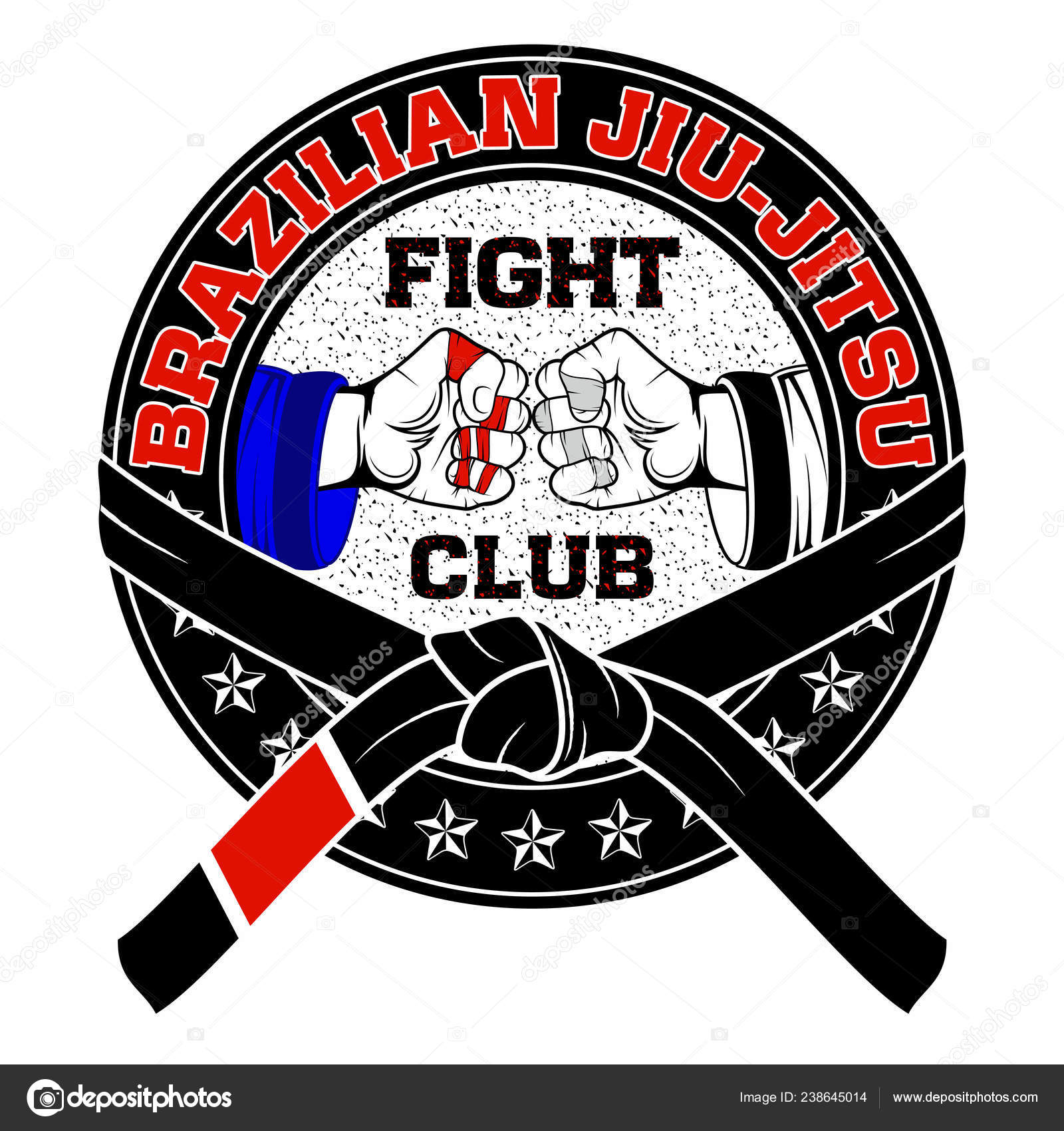 Vector Image Hands Fighter Brazilian Jiu Jitsu Inscription Fight Club ...