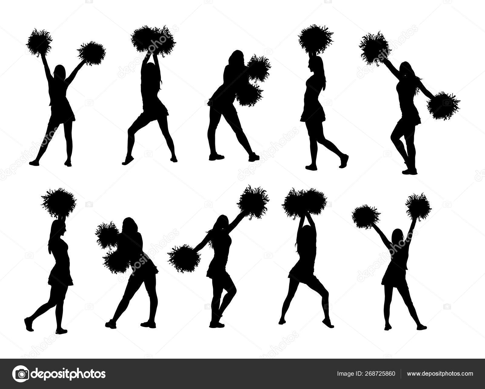 Cheerleader Dancers Figure Vector Silhouette Illustration Isolated ...