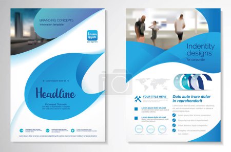 Illustration for Template vector design for Brochure, AnnualReport, Magazine, Poster, Corporate Presentation, Portfolio, Flyer, infographic, layout modern with blue color size A4, Front and back, Easy to use and edit. - Royalty Free Image