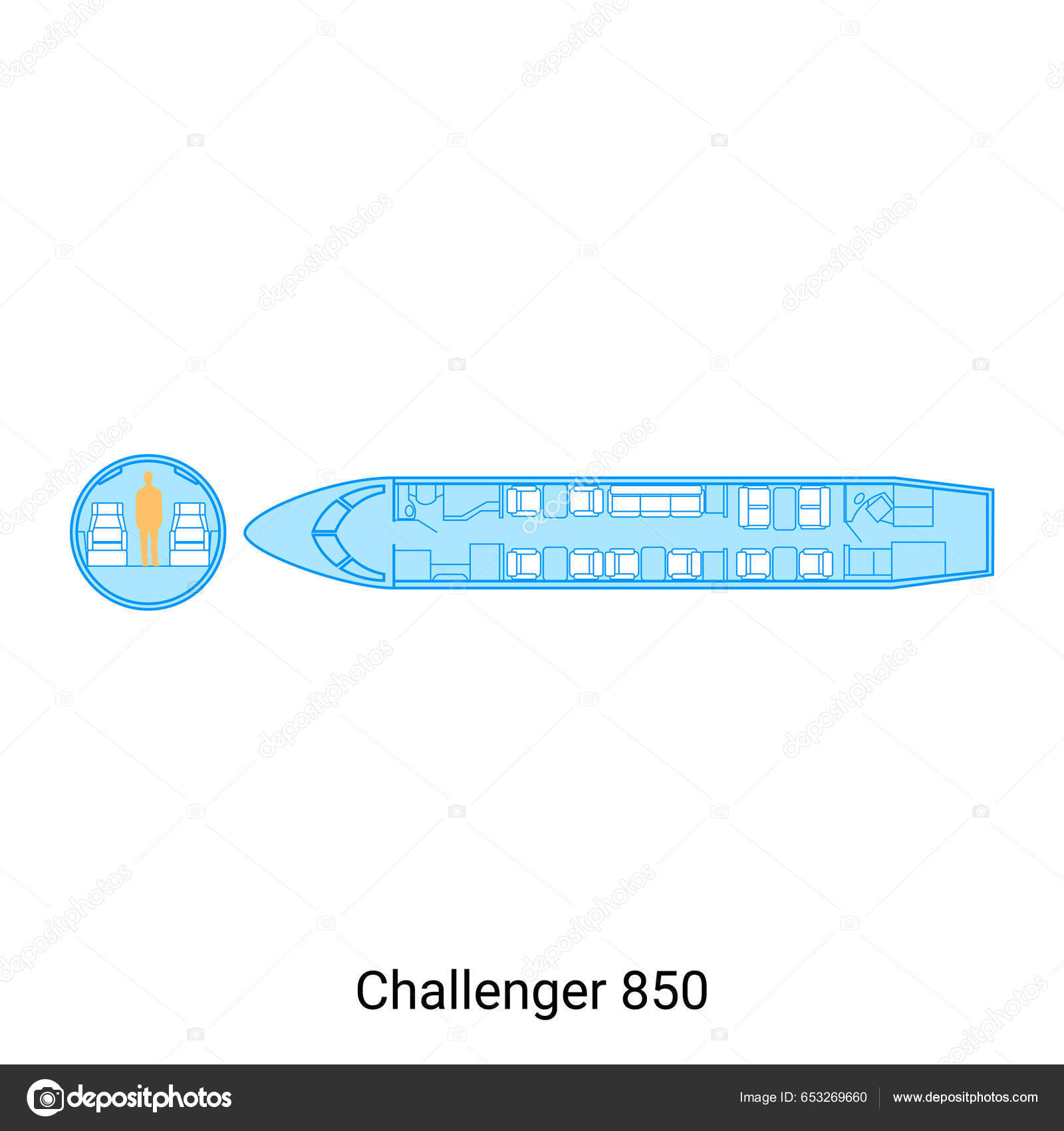 Challenger 850 Airplane Scheme Civil Aircraft Guide Stock Vector by ...