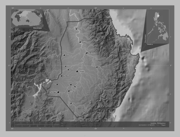 Isabela Province Philippines Grayscale Elevation Map Lakes Rivers ...