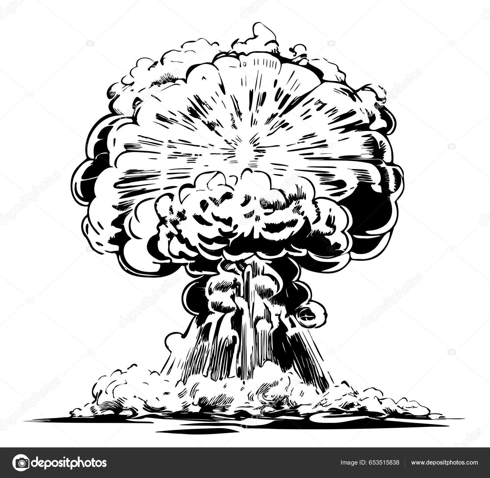 Nuclear Explosion Hand Drawn Sketch Illustration Catastrophe Stock ...