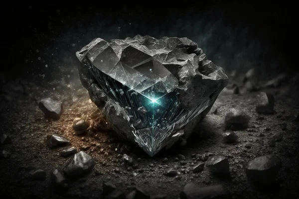 Diamond cut in rough diamond in coal mine concept