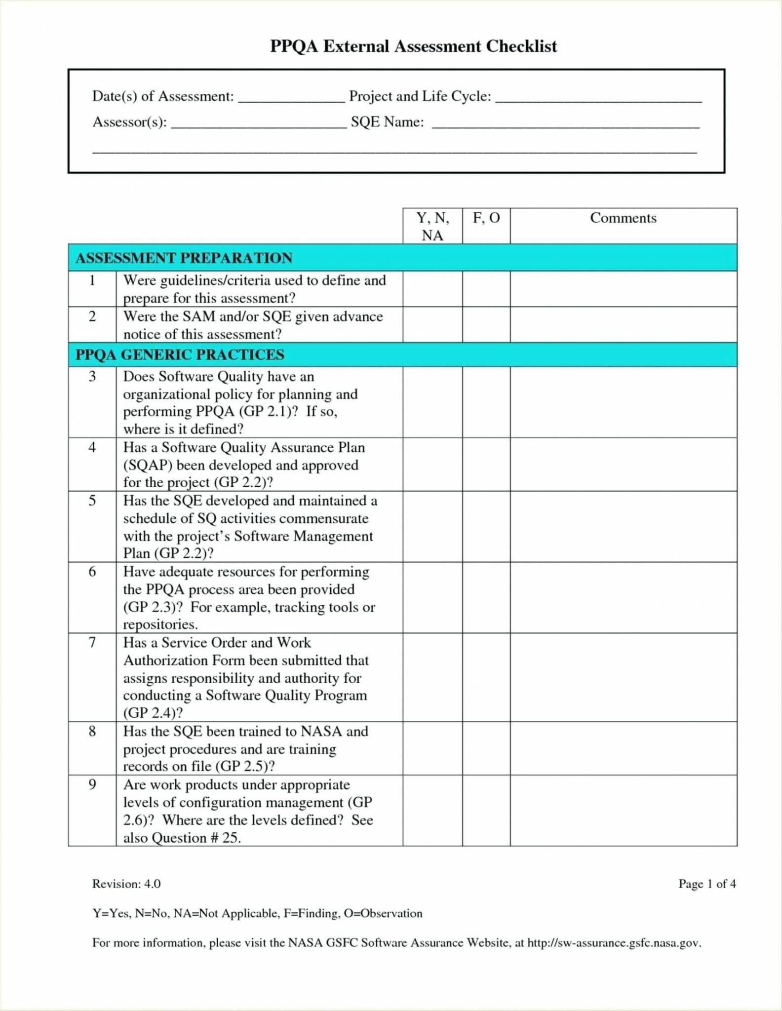 Quality Audit Template Excel