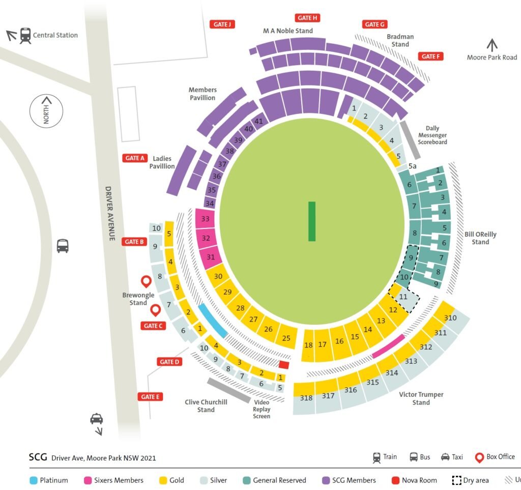 Sydney Cricket Ground Seating Chart Map and Ticket Booking Process