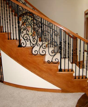 Custom Wrought Iron Balustrade On Free-Standing Stair #138 - The Great ...