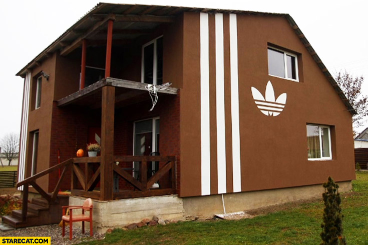 House with Adidas stripes logo