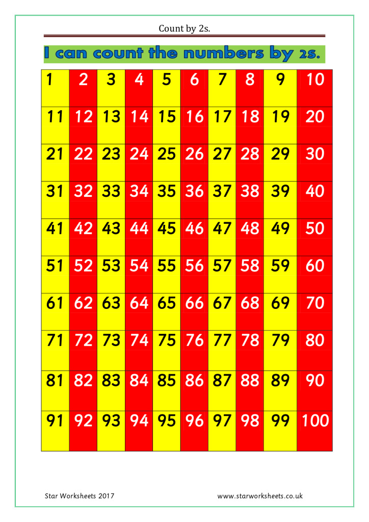 Count-by-2s-chart | Star Worksheets