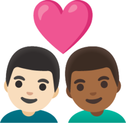 couple with heart: man, man, light skin tone, medium-dark skin tone emoji