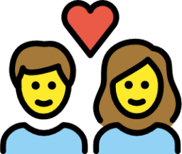 couple with heart: woman, man emoji