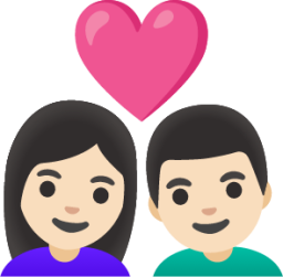 couple with heart: woman, man, light skin tone emoji