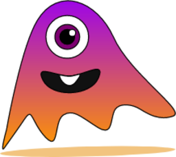 cute one eye ghost monster with baby teeth icon