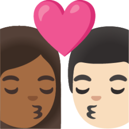 kiss: woman, man, medium-dark skin tone, light skin tone emoji