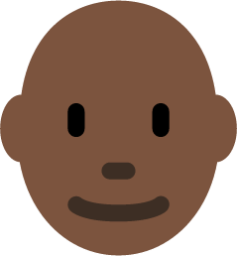 man: dark skin tone, bald emoji