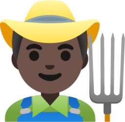 man farmer: dark skin tone emoji