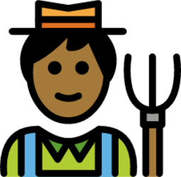 man farmer: medium-dark skin tone emoji