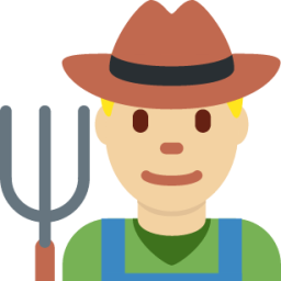 man farmer: medium-light skin tone emoji