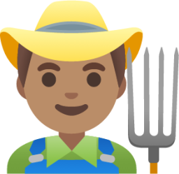 man farmer: medium skin tone emoji