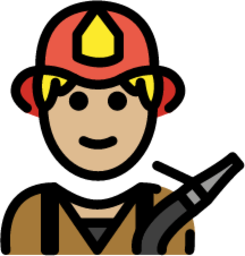 man firefighter: medium-light skin tone emoji