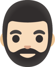 man: light skin tone, beard emoji