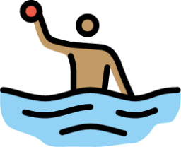 man playing water polo: medium skin tone emoji