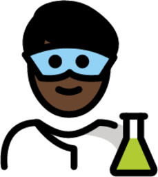 man scientist: dark skin tone emoji