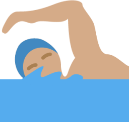 man swimming: medium skin tone emoji