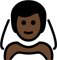 man with veil: dark skin tone emoji