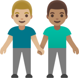 men holding hands: medium-light skin tone, medium skin tone emoji