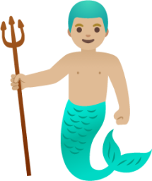 merman: medium-light skin tone emoji