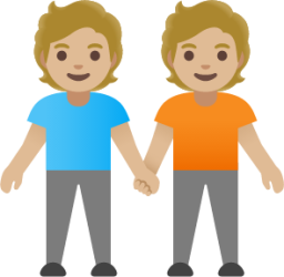 people holding hands: medium-light skin tone emoji