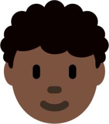 person: dark skin tone, curly hair emoji