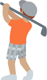 person golfing: medium skin tone emoji