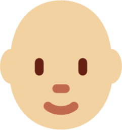 person: medium-light skin tone, bald emoji