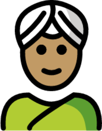 person wearing turban: medium skin tone emoji