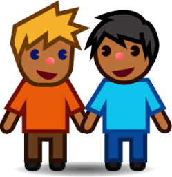 two men holding hands (brown) emoji