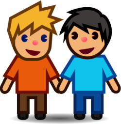 two men holding hands (yellow) emoji