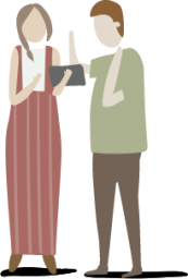 two people standing dress illustration