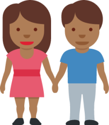 woman and man holding hands: medium-dark skin tone emoji