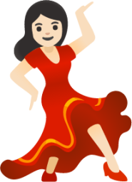 woman dancing: light skin tone emoji