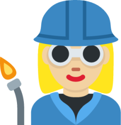 woman factory worker: medium-light skin tone emoji