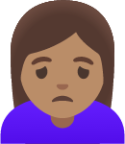 woman frowning: medium skin tone emoji