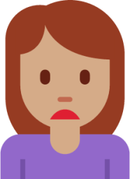 woman frowning: medium skin tone emoji