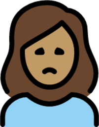 woman frowning: medium skin tone emoji