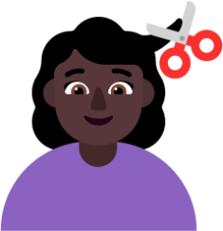 woman getting haircut dark emoji